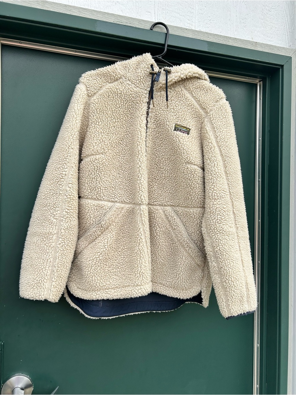L.L. Bean Cream Sherpa Hooded Puffer Jacket